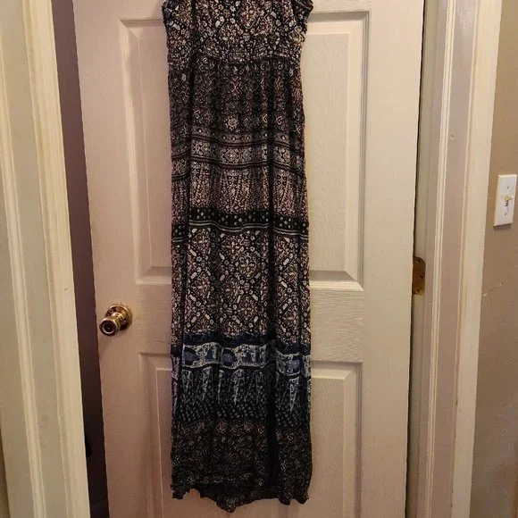 Eight Sixty For a Pea in the Pod Sleeveless Blue Maternity Maxi Dress Medium - Picture 7 of 8